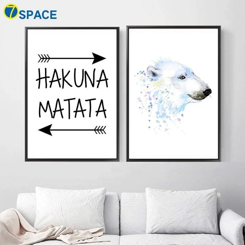 Eisbär Hakuna Matata Zitate Nordic Poster Wand Kunst Leinwand Malerei Poster Und Drucke Wand Bilder Für Baby Kinder Zimmer Dekor