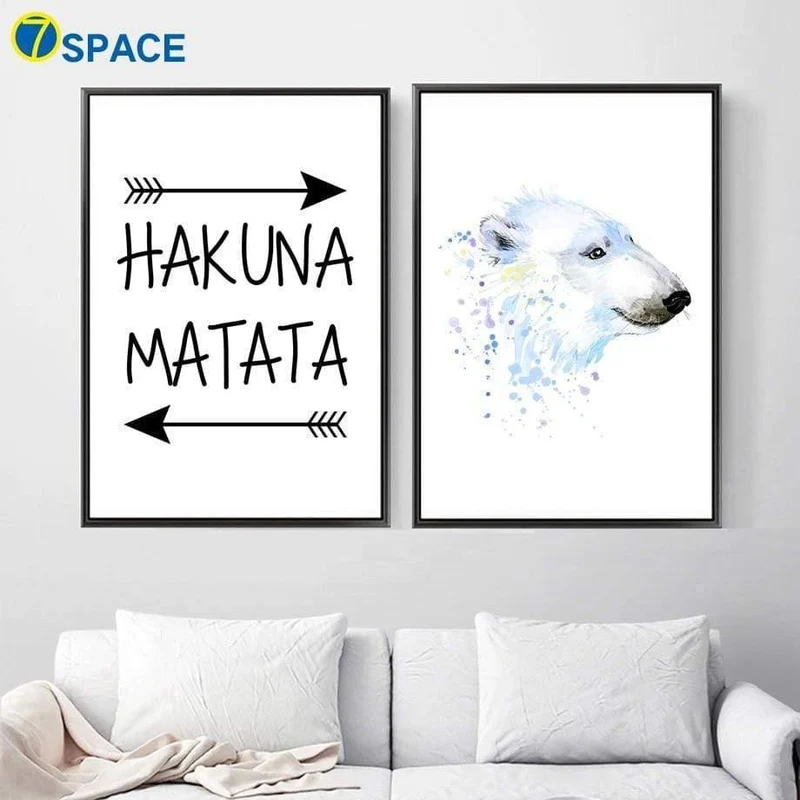 Eisbär Hakuna Matata Zitate Nordic Poster Wand Kunst Leinwand Malerei Poster Und Drucke Wand Bilder Für Baby Kinder Zimmer Dekor
