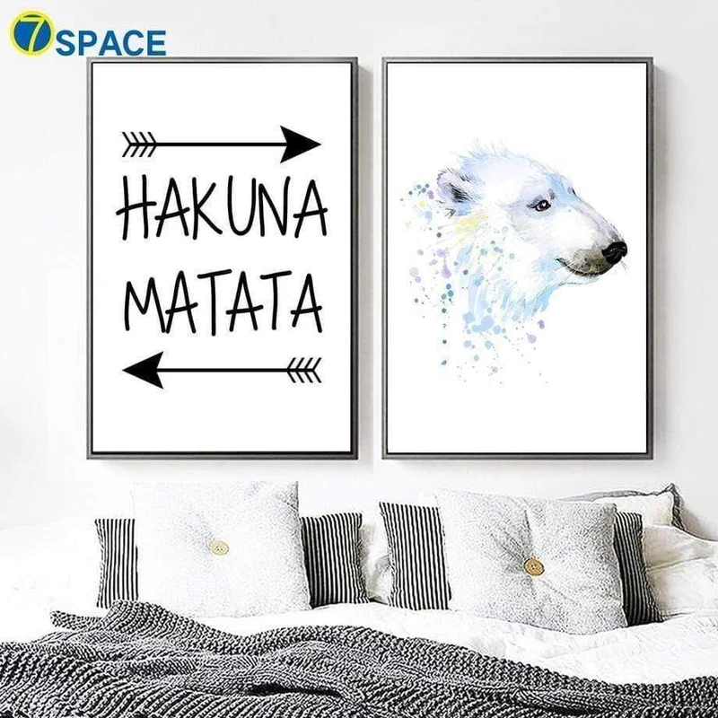 Eisbär Hakuna Matata Zitate Nordic Poster Wand Kunst Leinwand Malerei Poster Und Drucke Wand Bilder Für Baby Kinder Zimmer Dekor