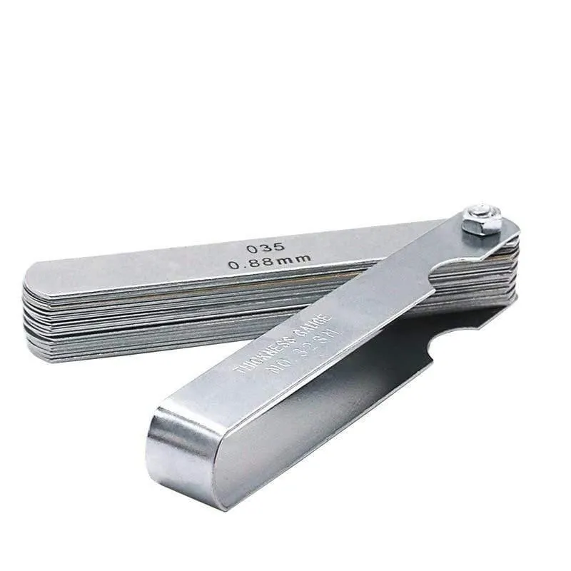 32 stücke Entfernungsmesser Fühlerlehre Ventil Lehre Fühlerlehre 0.04-0.88mm Spaltgröße .0015-.035 Kupferblech Nagelneu