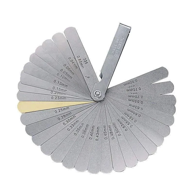 32 stücke Entfernungsmesser Fühlerlehre Ventil Lehre Fühlerlehre 0.04-0.88mm Spaltgröße .0015-.035 Kupferblech Nagelneu