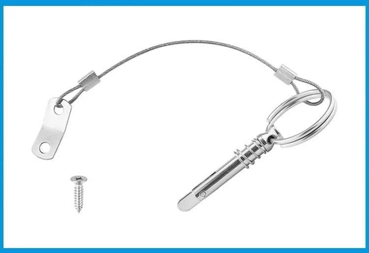 2X 6.3mm 1 / 4 Zoll Schnellwechselstift mit Lanyard für Boot Bimini Top Deck Scharnier Bootszubehör Edelstahl 316