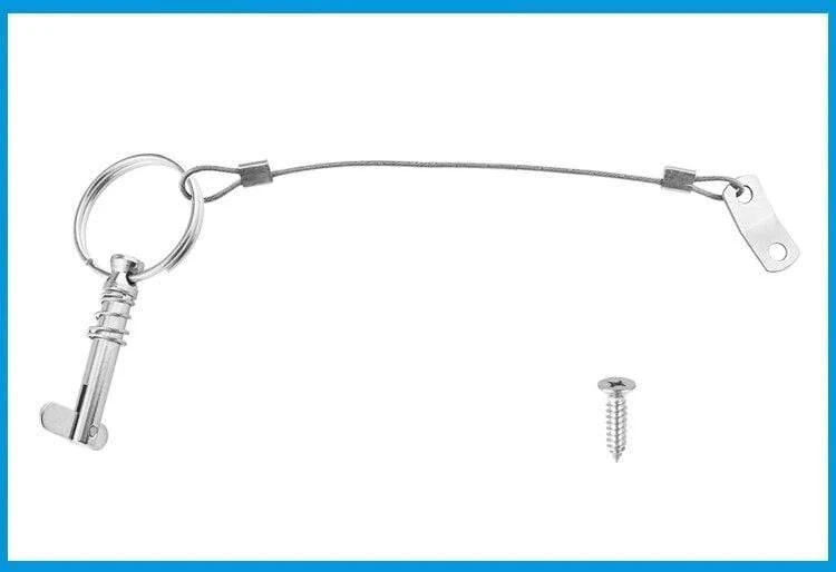 2X 6.3mm 1 / 4 Zoll Schnellwechselstift mit Lanyard für Boot Bimini Top Deck Scharnier Bootszubehör Edelstahl 316
