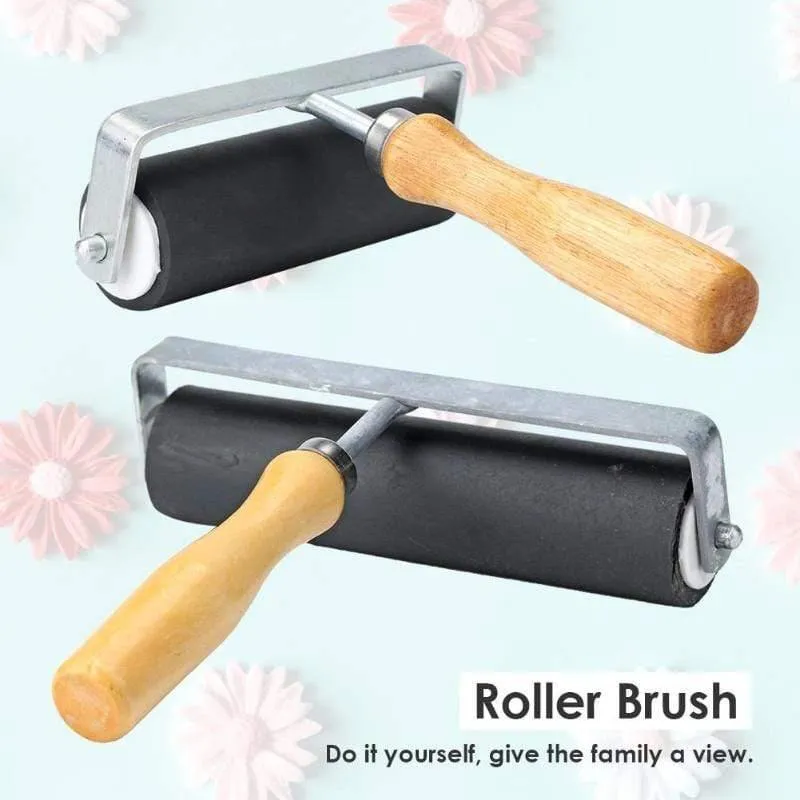 2 größe holzgriff gummi malerei roller pinsel wand dekorative farbe roller pinsel diamant malerei pinsel handwerk werkzeuge