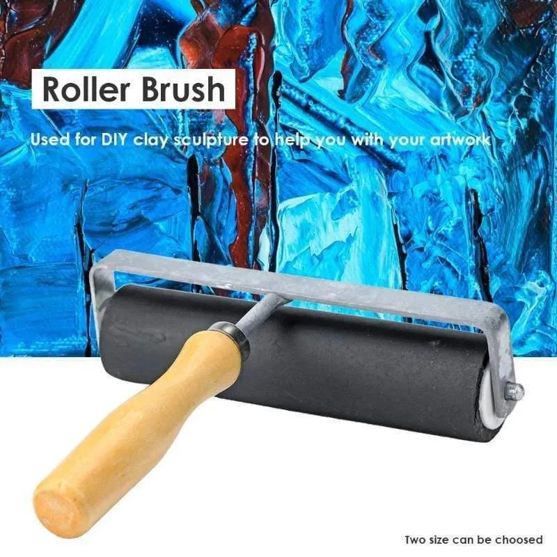 2 größe holzgriff gummi malerei roller pinsel wand dekorative farbe roller pinsel diamant malerei pinsel handwerk werkzeuge