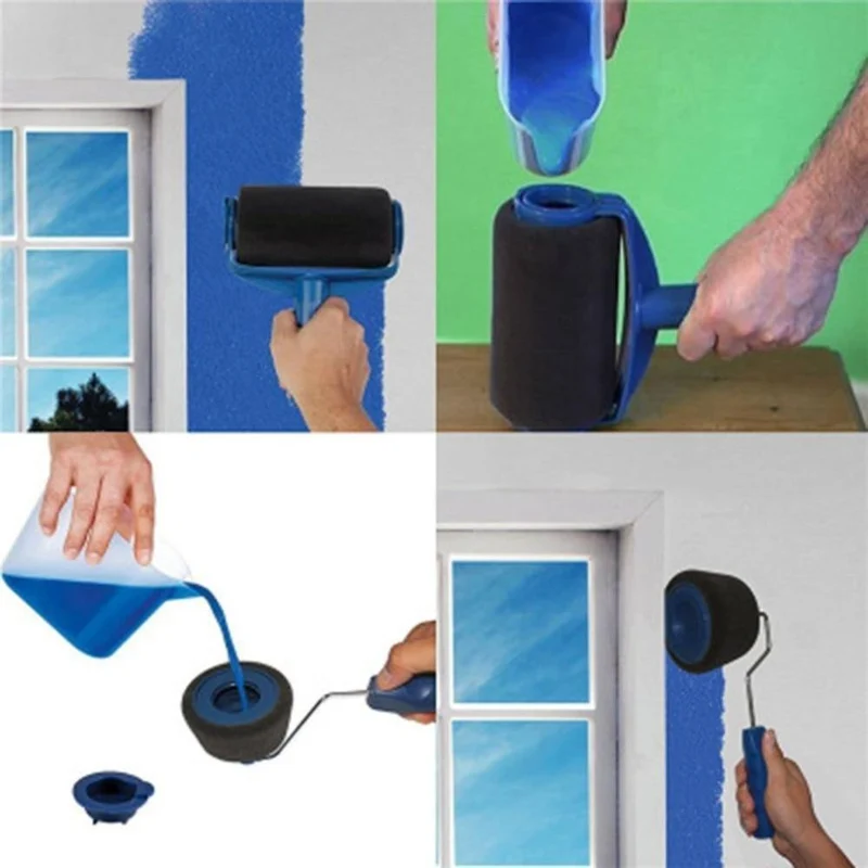 Farbroller Pinsel Werkzeuge Set Wanddruckpinsel mit 3 Verlängerungsstiel Paint Runner Pro für Home Office Raum