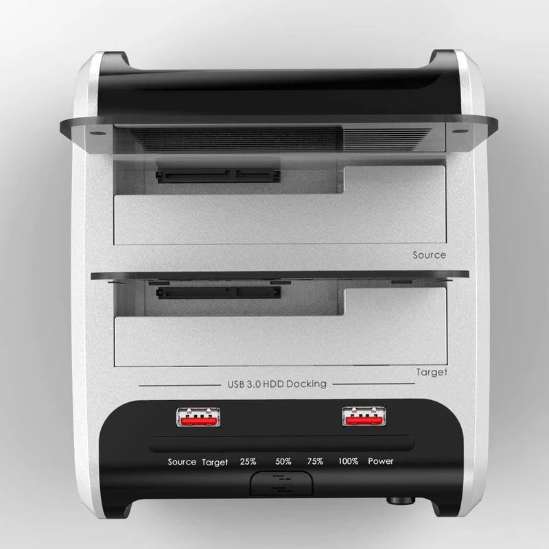 2.5 3.5 Zoll USB 3.0 zu SATA Dual-Bay-Festplatten-Dockingstation mit Offline-Klon und UASP-Kartenleser für 2.5- und 3.5-Zoll-Festplatten-SSD