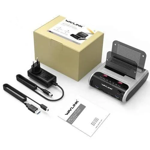 2.5 3.5 Zoll USB 3.0 zu SATA Dual-Bay-Festplatten-Dockingstation mit Offline-Klon und UASP-Kartenleser für 2.5- und 3.5-Zoll-Festplatten-SSD