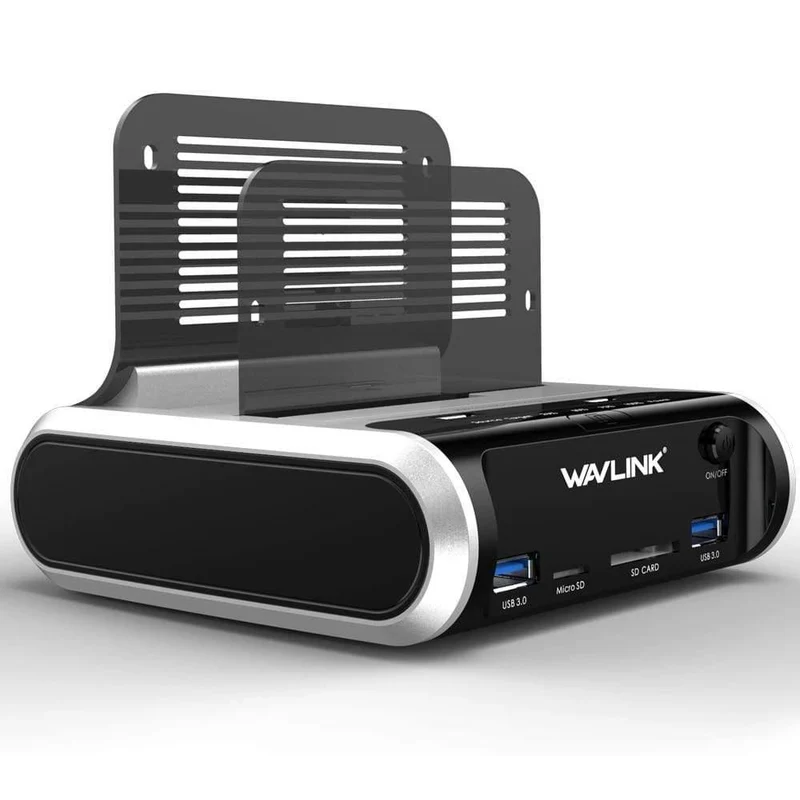 2.5 3.5 Zoll USB 3.0 zu SATA Dual-Bay-Festplatten-Dockingstation mit Offline-Klon und UASP-Kartenleser für 2.5- und 3.5-Zoll-Festplatten-SSD