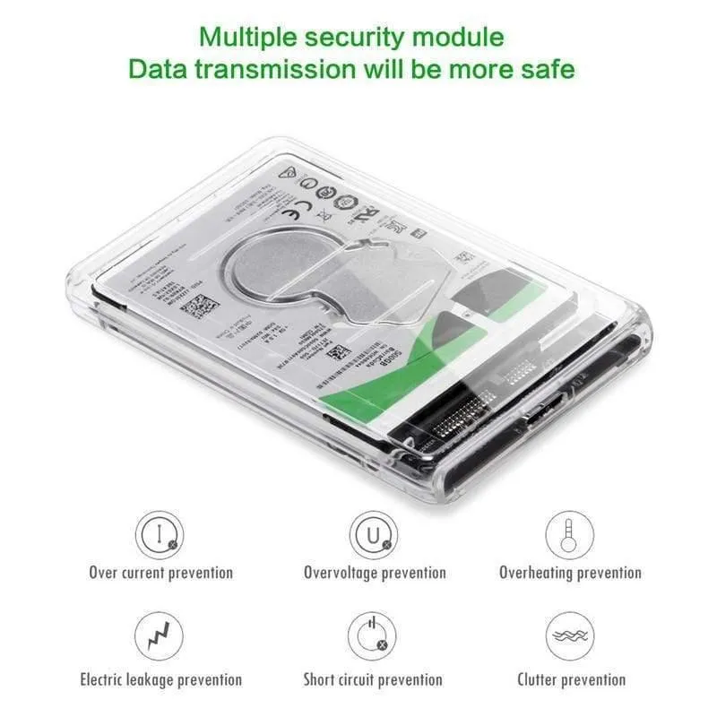2.5 "USB 3.0 SATA HD Box Festplattenlaufwerk Externes Festplattengehäuse Transparentes Gehäuse Werkzeugfrei 5 Gbit / s Unterstützung 2 TB UASP-Protokoll