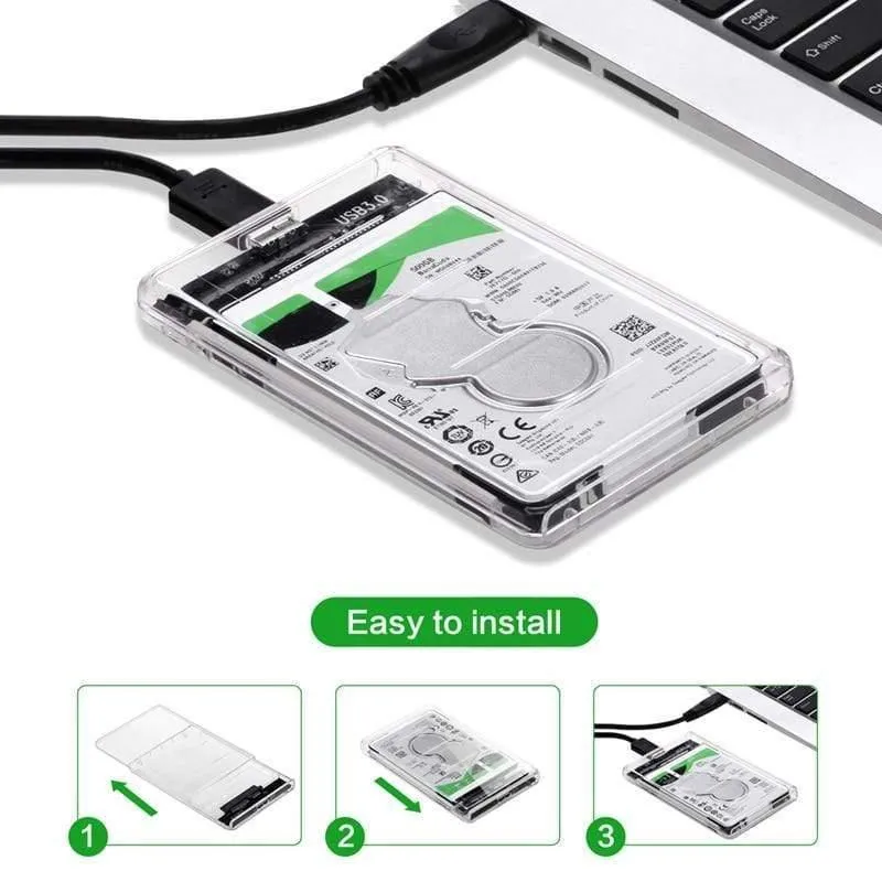 2.5 "USB 3.0 SATA HD Box Festplattenlaufwerk Externes Festplattengehäuse Transparentes Gehäuse Werkzeugfrei 5 Gbit / s Unterstützung 2 TB UASP-Protokoll