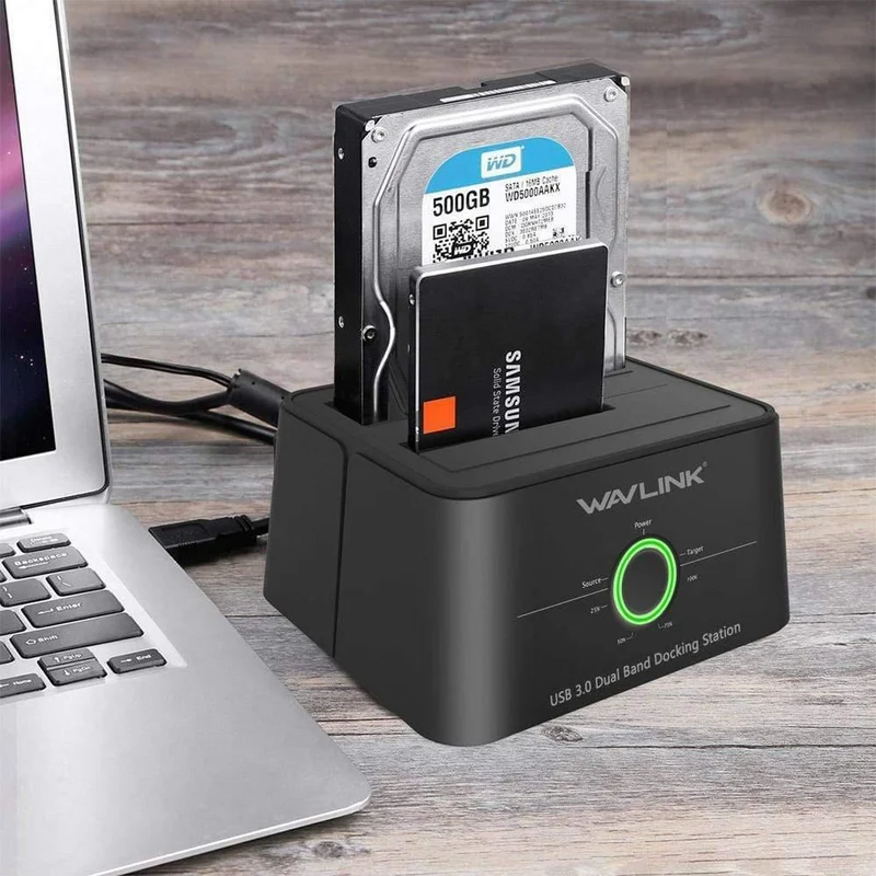 Externe Dual-Bay-SATA-zu-USB3.0-Festplatten-Dockingstation für 2.5/3.5-Zoll-HDD/SSD-Offline-Klon-/Backup-/UASP-Funktionen