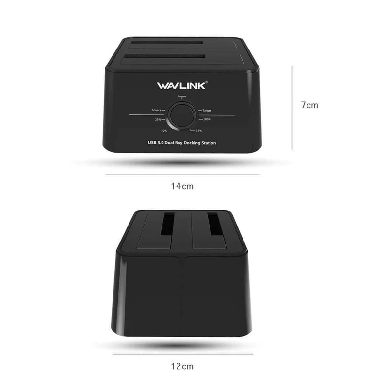 Externe Dual-Bay-SATA-zu-USB3.0-Festplatten-Dockingstation für 2.5/3.5-Zoll-HDD/SSD-Offline-Klon-/Backup-/UASP-Funktionen