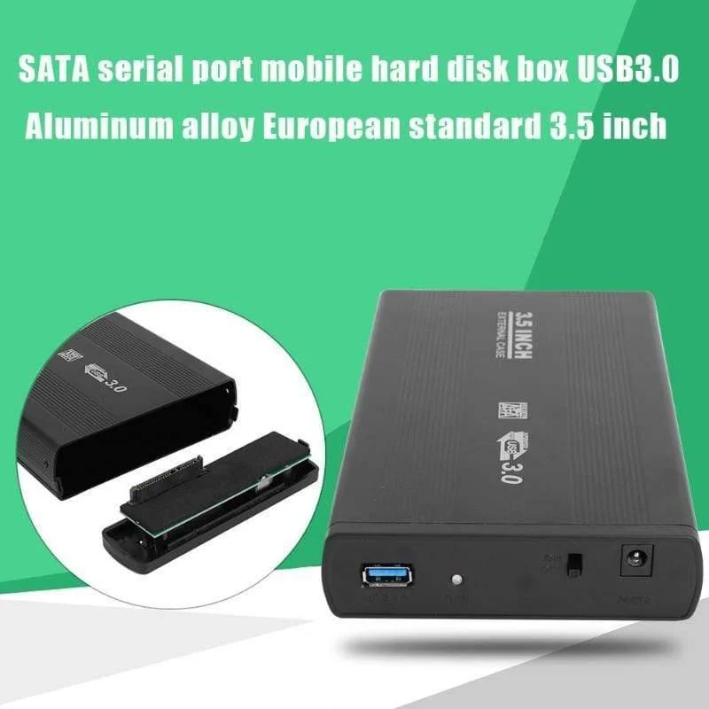 3.5-Zoll-Festplattengehäuse SATA auf USB3.0-Aluminiumlegierung HDD-Box Externes Festplattengehäuse mit USB-Kabel für Computer-Laptop
