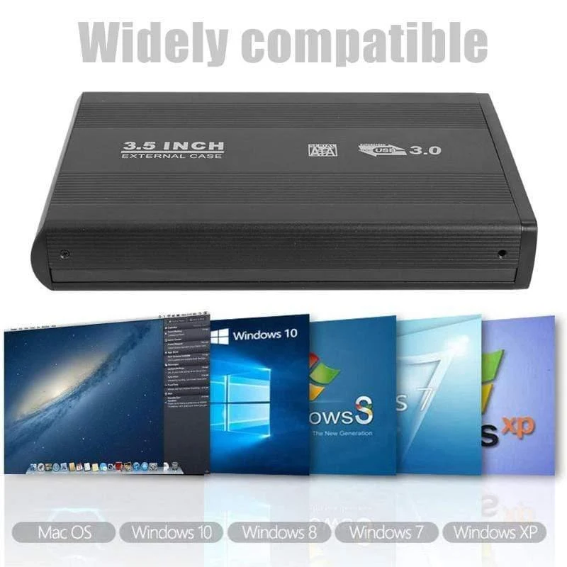 3.5-Zoll-Festplattengehäuse SATA auf USB3.0-Aluminiumlegierung HDD-Box Externes Festplattengehäuse mit USB-Kabel für Computer-Laptop