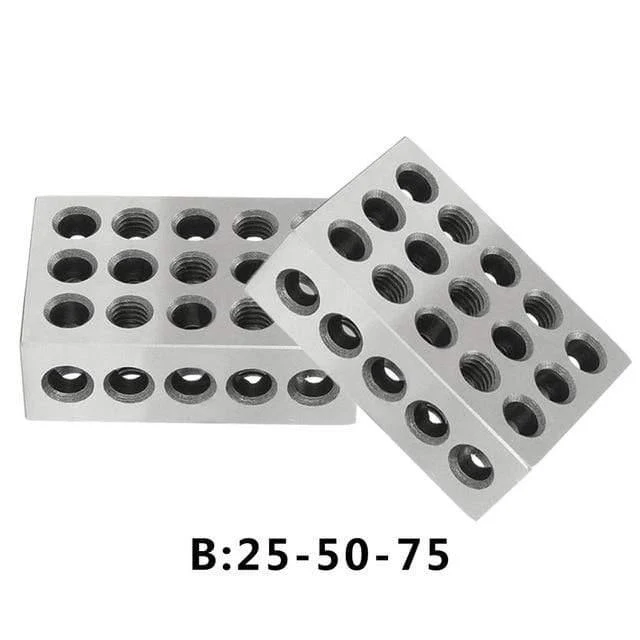 2 teile/satz Gehärtete Stahlblöcke 1-2-3 Zoll Präzisionsabgestimmtes Maschinistenwerkzeug 23 Löcher 25-50-75 mm Blocklehre Schnelle Lieferung Neu