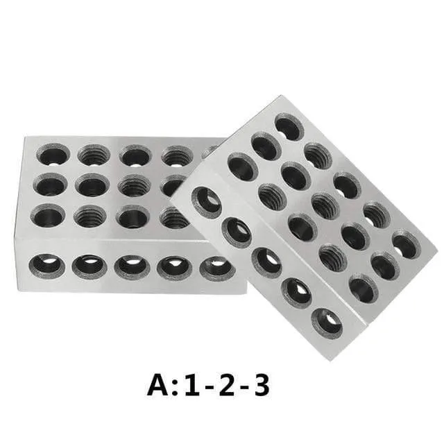 2 teile/satz Gehärtete Stahlblöcke 1-2-3 Zoll Präzisionsabgestimmtes Maschinistenwerkzeug 23 Löcher 25-50-75 mm Blocklehre Schnelle Lieferung Neu