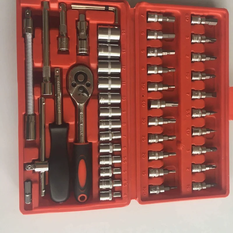46 teile/satz Carbon Stahl Kombination Werkzeug Set Schraubenschlüssel Steckschlüssel Schraubendreher Haushalt Motorrad Auto Reparatur Werkzeug