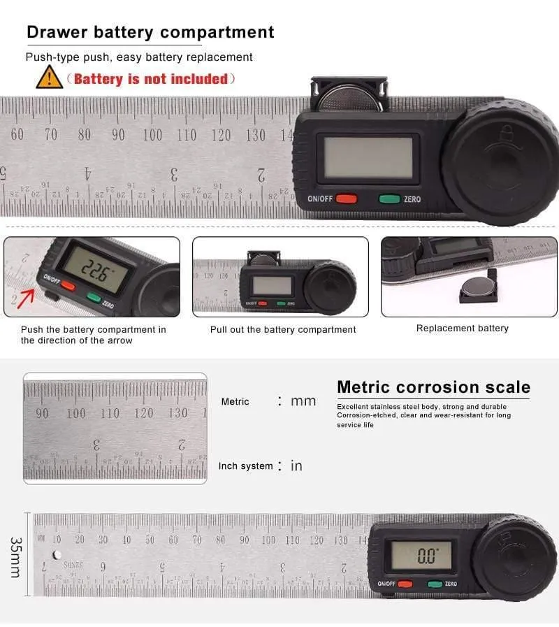 Winkelmesser Digitaler Winkelsucher Lineal Messgerät 360 Grad Winkelmesser Stahl Neigungsmesser Goniometer Elektronische Winkelsperre
