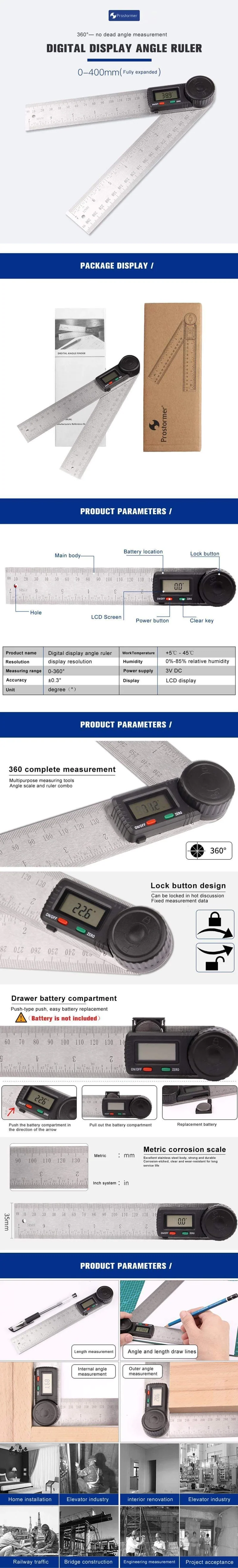 Winkelmesser Digitaler Winkelsucher Lineal Messgerät 360 Grad Winkelmesser Stahl Neigungsmesser Goniometer Elektronische Winkelsperre