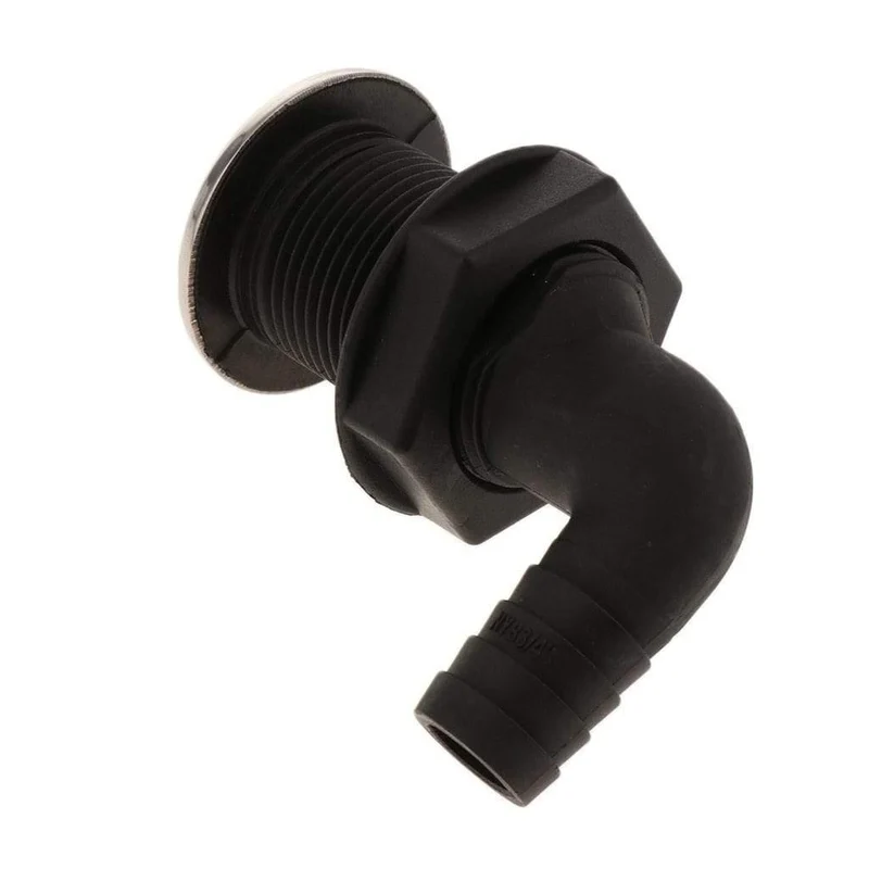 Universal Kunststoff Thru Rumpf Schlauch Fitting mit Edelstahl Felge Boot Zubehör Marine 23mm Schwarz