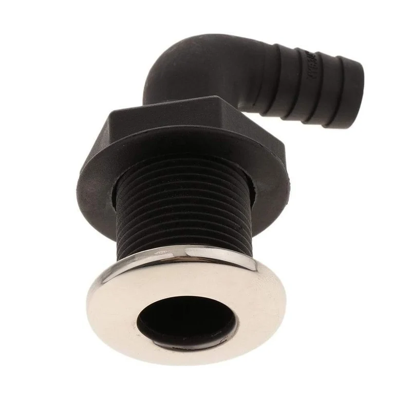 Universal Kunststoff Thru Rumpf Schlauch Fitting mit Edelstahl Felge Boot Zubehör Marine 23mm Schwarz