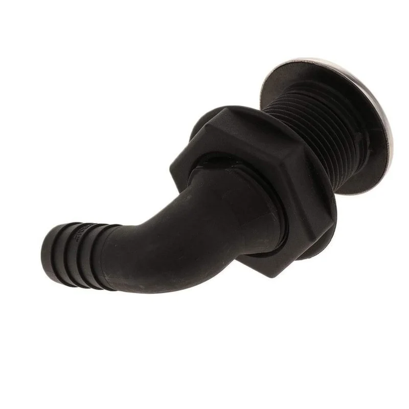 Universal Kunststoff Thru Rumpf Schlauch Fitting mit Edelstahl Felge Boot Zubehör Marine 23mm Schwarz