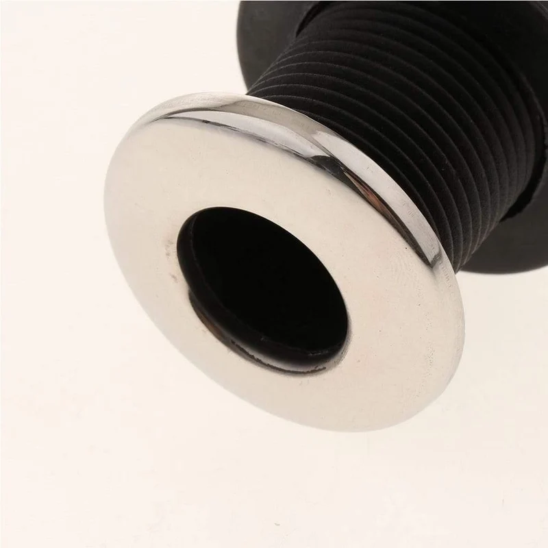 Universal Kunststoff Thru Rumpf Schlauch Fitting mit Edelstahl Felge Boot Zubehör Marine 23mm Schwarz