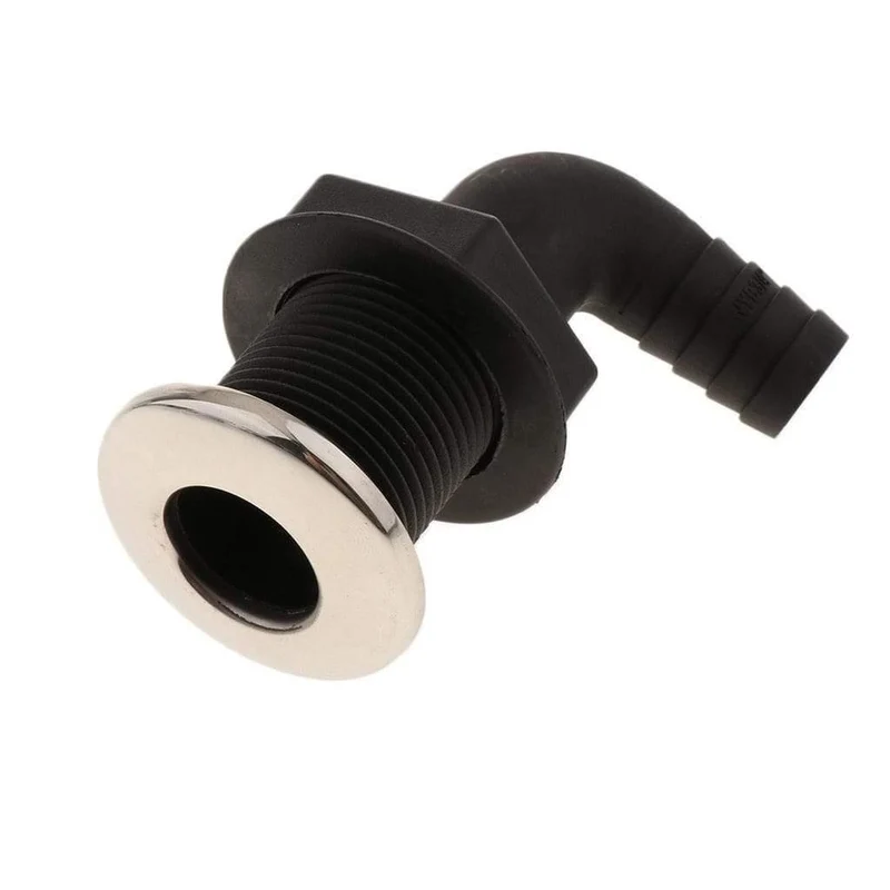 Universal Kunststoff Thru Rumpf Schlauch Fitting mit Edelstahl Felge Boot Zubehör Marine 23mm Schwarz