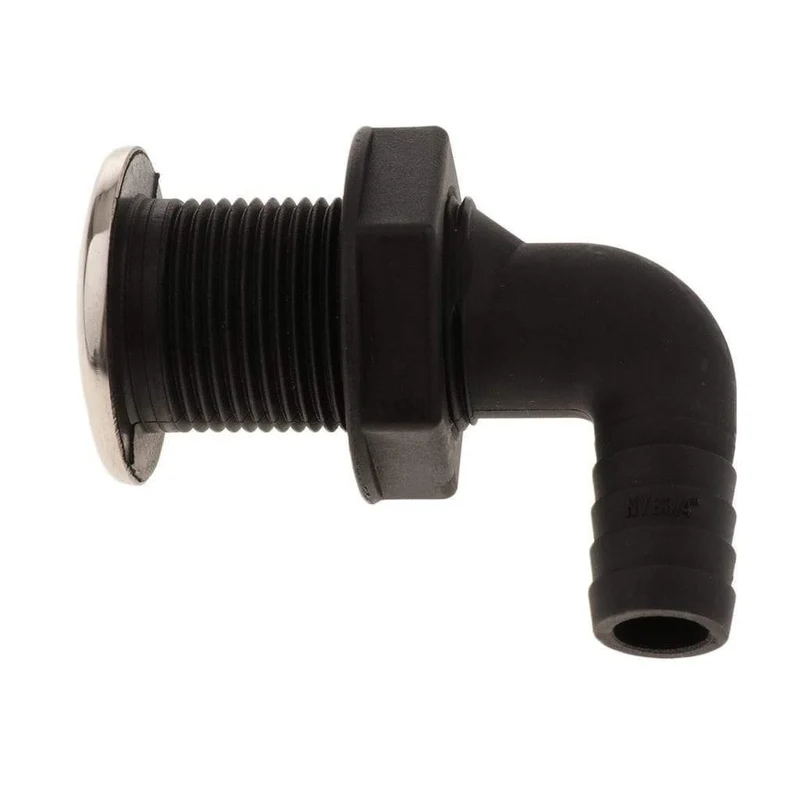 Universal Kunststoff Thru Rumpf Schlauch Fitting mit Edelstahl Felge Boot Zubehör Marine 23mm Schwarz