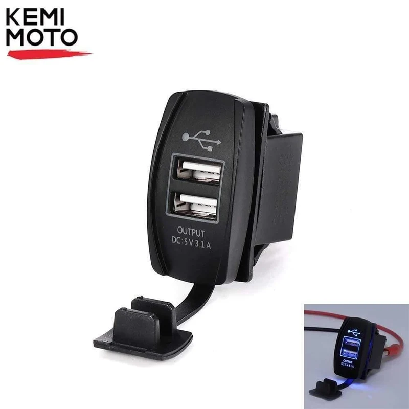 12V & 24V ATV USB Ladegerät Backlit Rocker Schalter für Can am für John Deer für Polaris RZR 900 800 1000 motorrad Lade