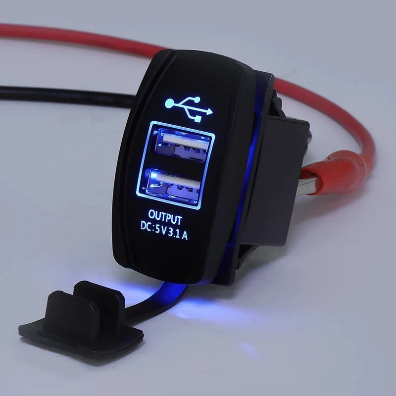 12V & 24V ATV USB Ladegerät Backlit Rocker Schalter für Can am für John Deer für Polaris RZR 900 800 1000 motorrad Lade