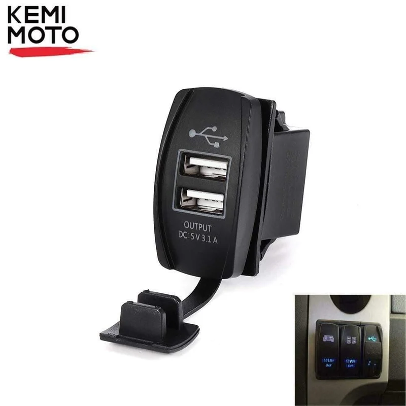 12V & 24V ATV USB Ladegerät Backlit Rocker Schalter für Can am für John Deer für Polaris RZR 900 800 1000 motorrad Lade