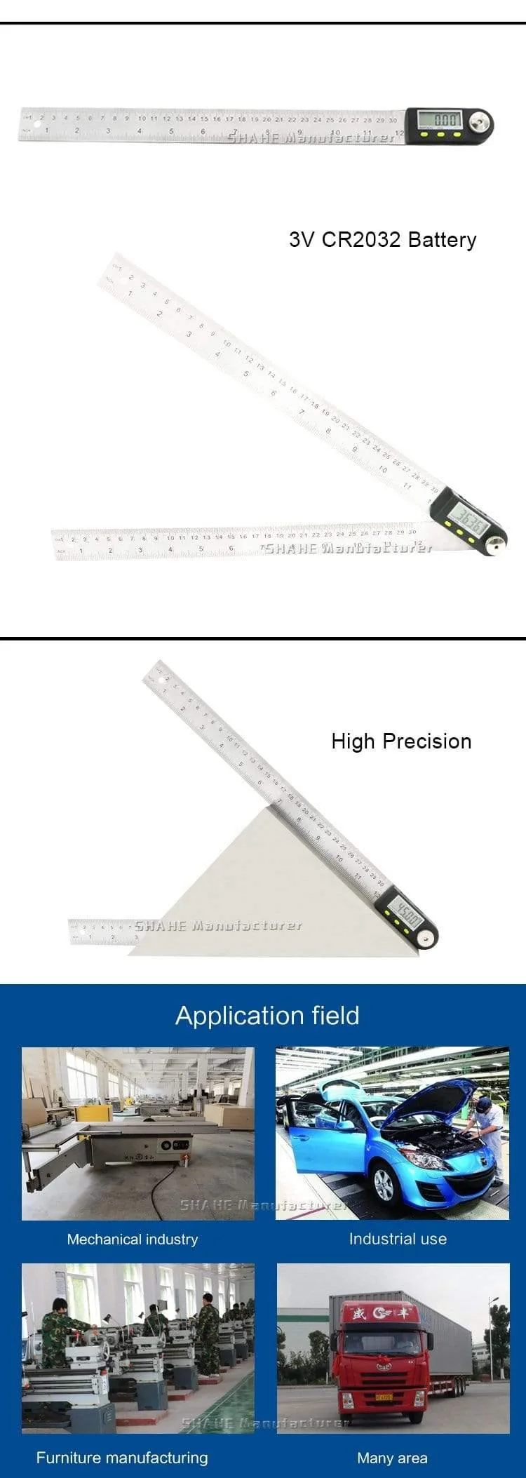 200 mm / 300 mm Digitales Winkelmaß Edelstahl Elektronischer Winkelmesser Elektronischer Winkelmesser Digitaler Winkelmesser