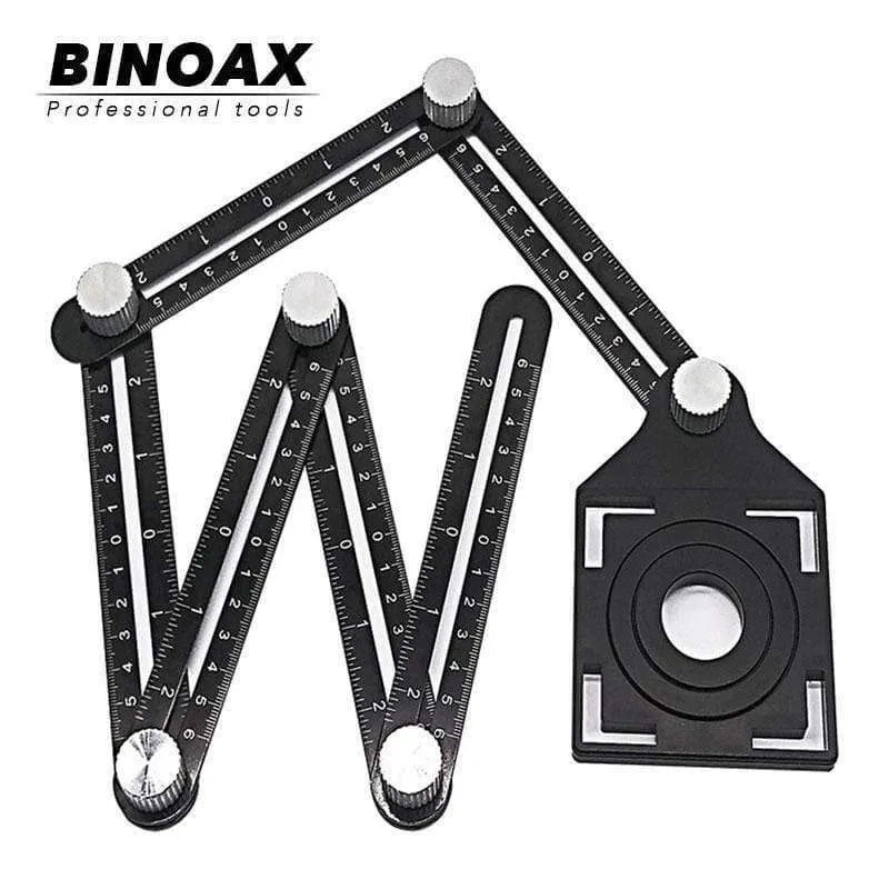 Sechsseitiges Lineal aus Aluminiumlegierung Messinstrument-Schablonen-Winkel-Werkzeug-Mechanismus-Objektträger mit Lochsuchfunktion