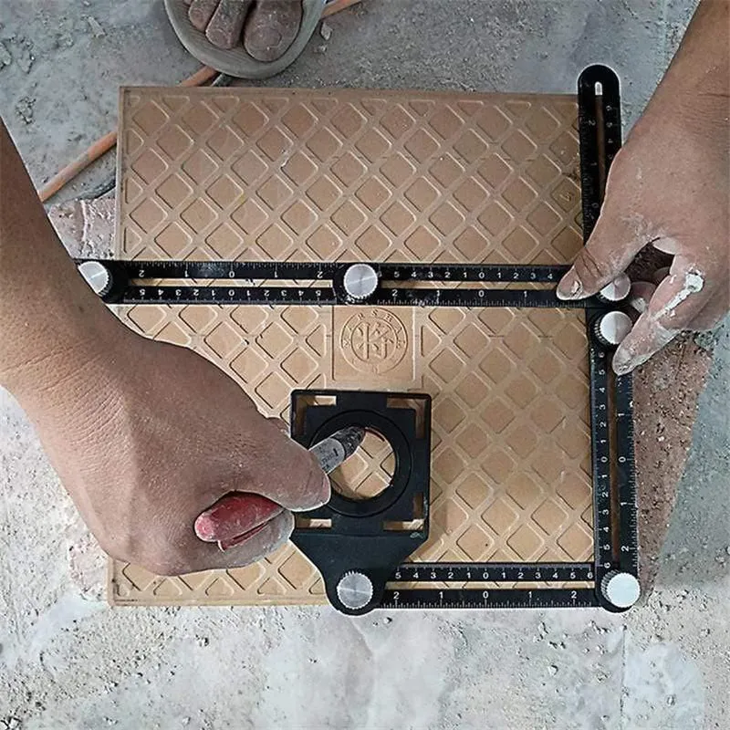 Sechsseitiges Lineal aus Aluminiumlegierung Messinstrument-Schablonen-Winkel-Werkzeug-Mechanismus-Objektträger mit Lochsuchfunktion