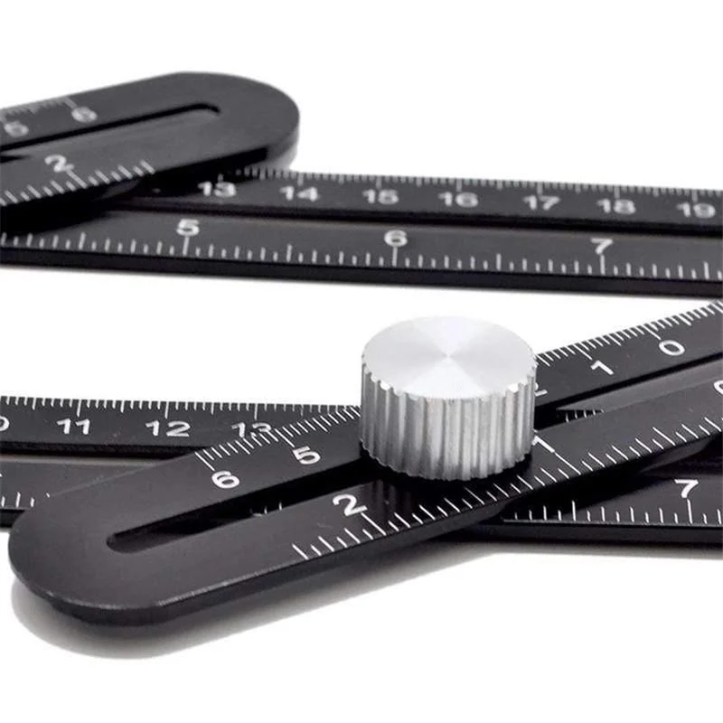 Sechsseitiges Lineal aus Aluminiumlegierung Messinstrument-Schablonen-Winkel-Werkzeug-Mechanismus-Objektträger mit Lochsuchfunktion