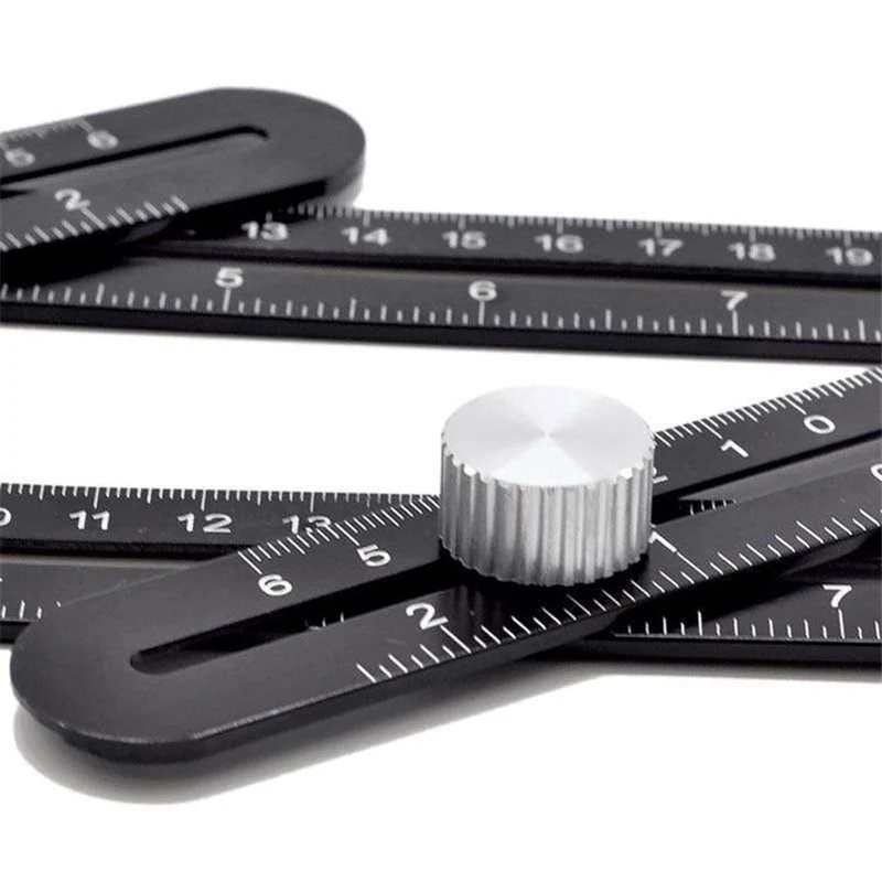 Sechsseitiges Lineal aus Aluminiumlegierung Messinstrument-Schablonen-Winkel-Werkzeug-Mechanismus-Objektträger mit Lochsuchfunktion