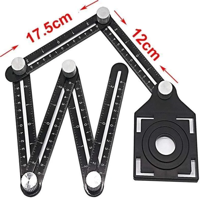 Sechsseitiges Lineal aus Aluminiumlegierung Messinstrument-Schablonen-Winkel-Werkzeug-Mechanismus-Objektträger mit Lochsuchfunktion