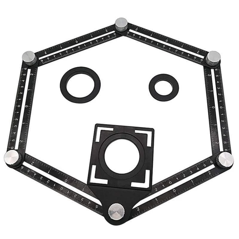 Sechsseitiges Lineal aus Aluminiumlegierung Messinstrument-Schablonen-Winkel-Werkzeug-Mechanismus-Objektträger mit Lochsuchfunktion