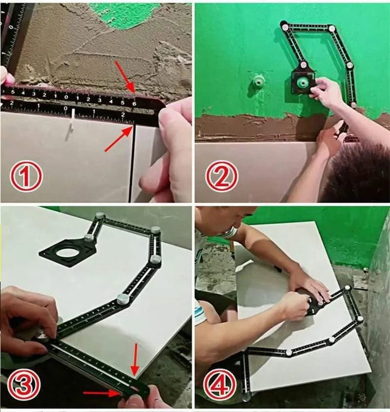 Sechsseitiges Lineal aus Aluminiumlegierung Messinstrument-Schablonen-Winkel-Werkzeug-Mechanismus-Objektträger mit Lochsuchfunktion