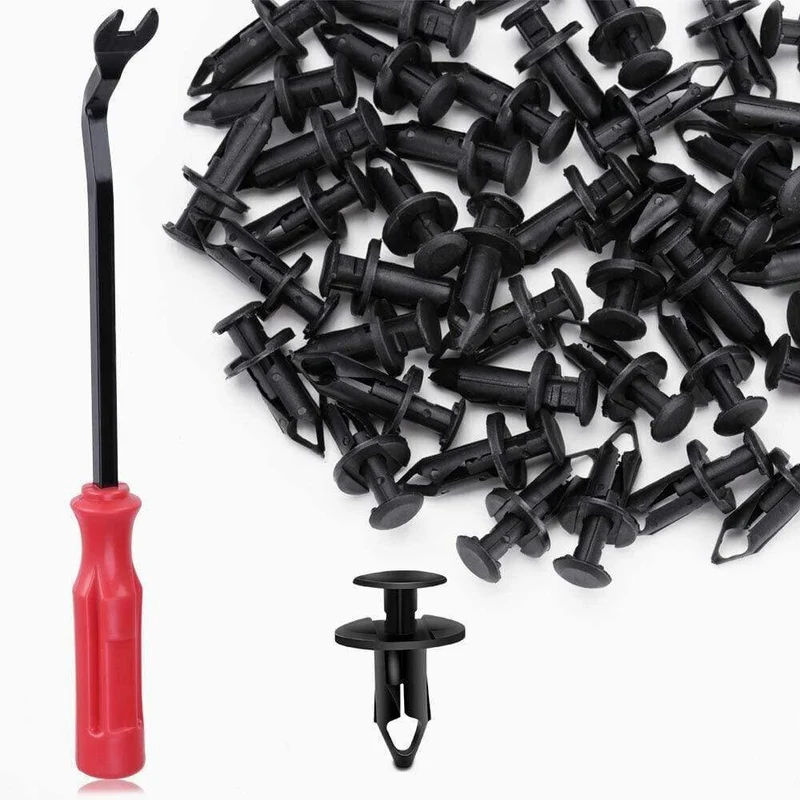 100PCS Fender Clips Nieten + 6 "Push Pin Zierleisten Verschluss Entferner Schraubendreher Werkzeug für Honda für Polaris Sportsman Rangers Rzr