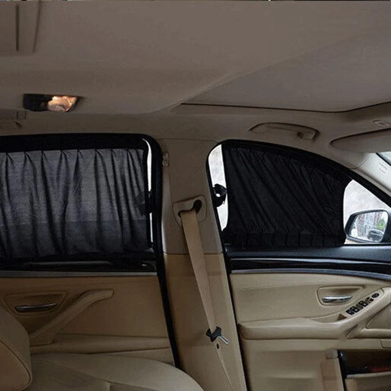 Schrumpfbarer Sonnenschutzvorhang aus Aluminium für Auto-Seitenfenster, Sonnenschutz für SUV, MPV, LKW – Schwarz (2 Stück)