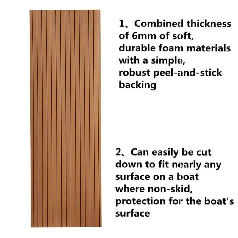900x2300x6mm selbstklebendes EVA-Schaum-Teakholz-Braun mit schwarzer Linie Faux-Teakholz-Bootsdeck-Blatt