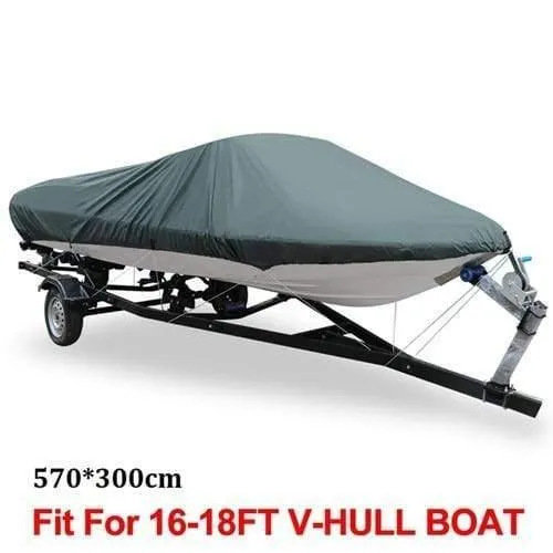 210D 540 / 570 / 700 x 280 / 300CM Wasserdichte Bootsabdeckung für Angler Ski Bass Speedboat V-Form Schwarze Bootsabdeckung
