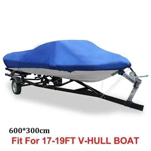 210D 540 / 570 / 700 x 280 / 300CM Wasserdichte Bootsabdeckung für Angler Ski Bass Speedboat V-Form Schwarze Bootsabdeckung