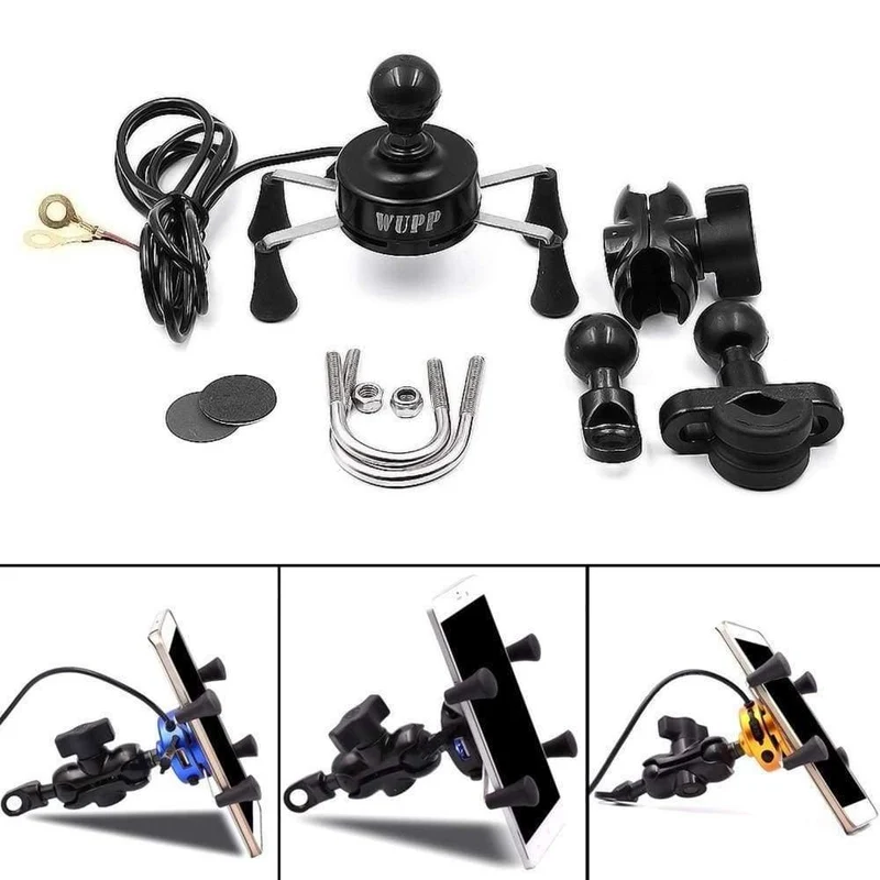 12 V 3.5-6 zoll X-Grip Motorrad Bike Für Handy GPS Ständer Halter USB Ladegerät Steckdose Lenker Schienenmontage Auto