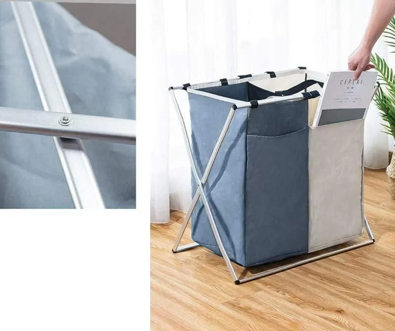 X-Form faltbare schmutzige Wäschekorb Organizer gedruckt faltbare drei Grid Home Wäschekorb Sorter Wäschekorb groß