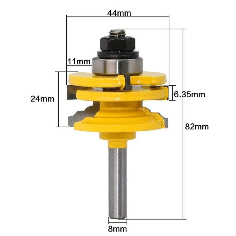 8 mm Schaft – 1 Stück, 8 mm x 44 mm x 82 mm, Vollhartmetall-Fräser, Schneidemaschinenmesser, Holzbearbeitungsschneider, Tür- und Fenstermesser