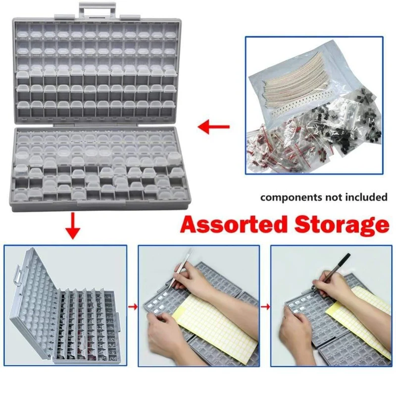 SMD-Speicher SMD-Widerstandskondensator Elektronik Aufbewahrungskoffer & Organizer transparenter Werkzeugkasten Aufbewahrungsbox Kunststoff BOXALL